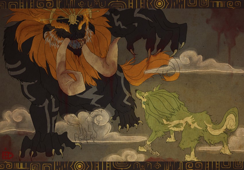 link, wolf link, and ganon (the legend of zelda and 2 more) drawn by yami-shinen