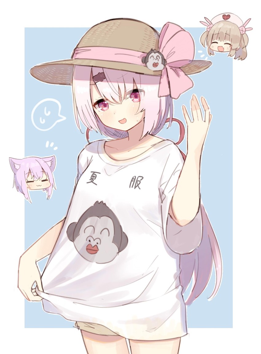 nekomata okayu, natori sana, and shiina yuika (hololive and 2 more) drawn by ksk_(semicha_keisuke)