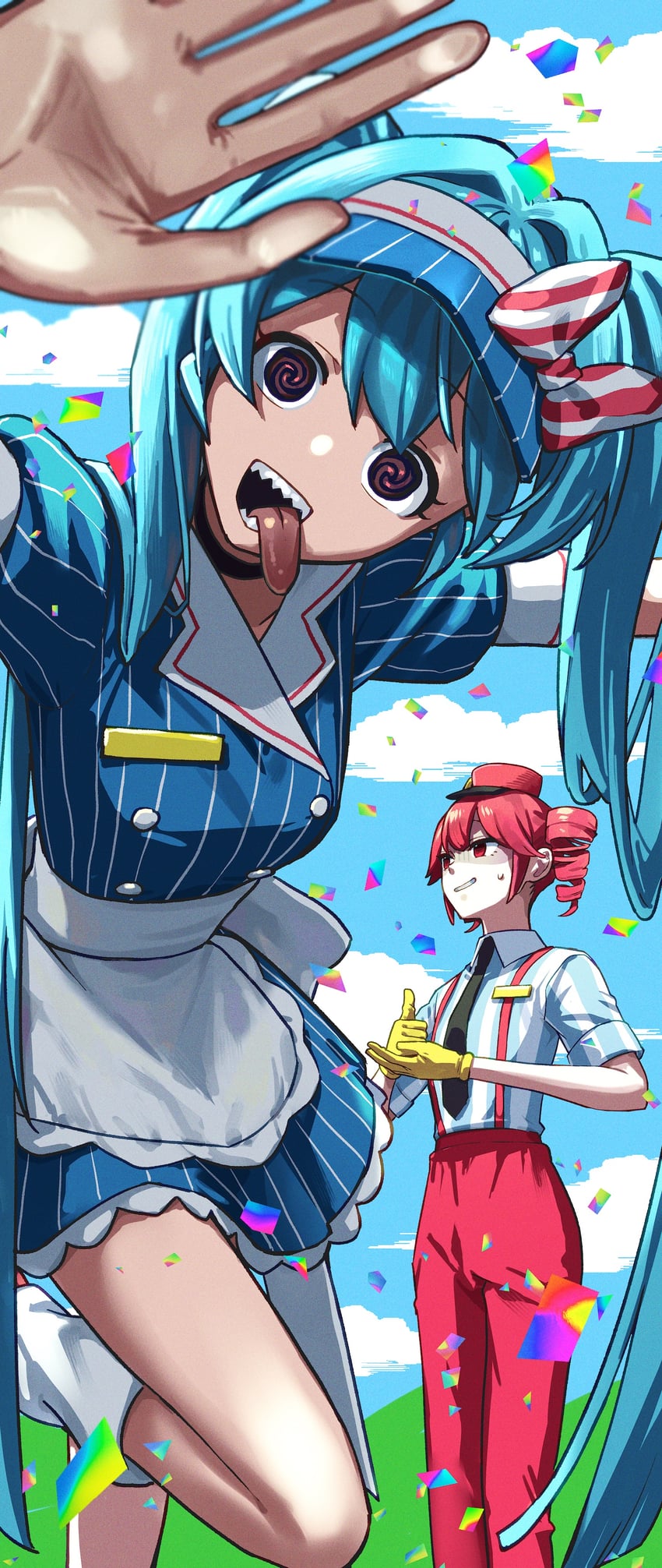 hatsune miku and kasane teto (vocaloid and 2 more) drawn by nigatsumikka