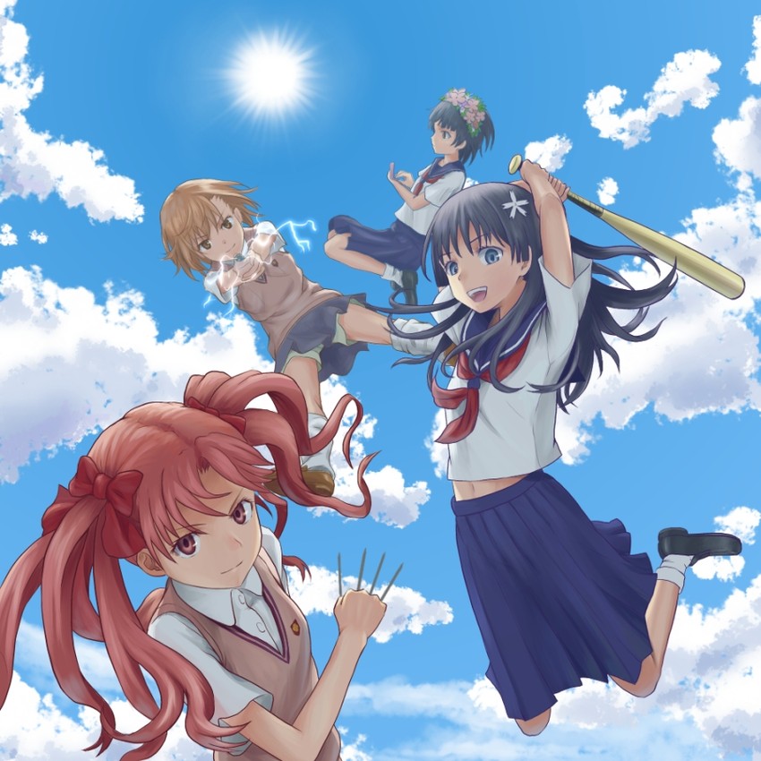 misaka mikoto, shirai kuroko, saten ruiko, and uiharu kazari (toaru majutsu no index and 1 more) drawn by yubari_rumoi