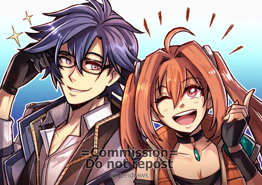 rean schwarzer and estelle bright (eiyuu densetsu and 2 more) drawn by gzei