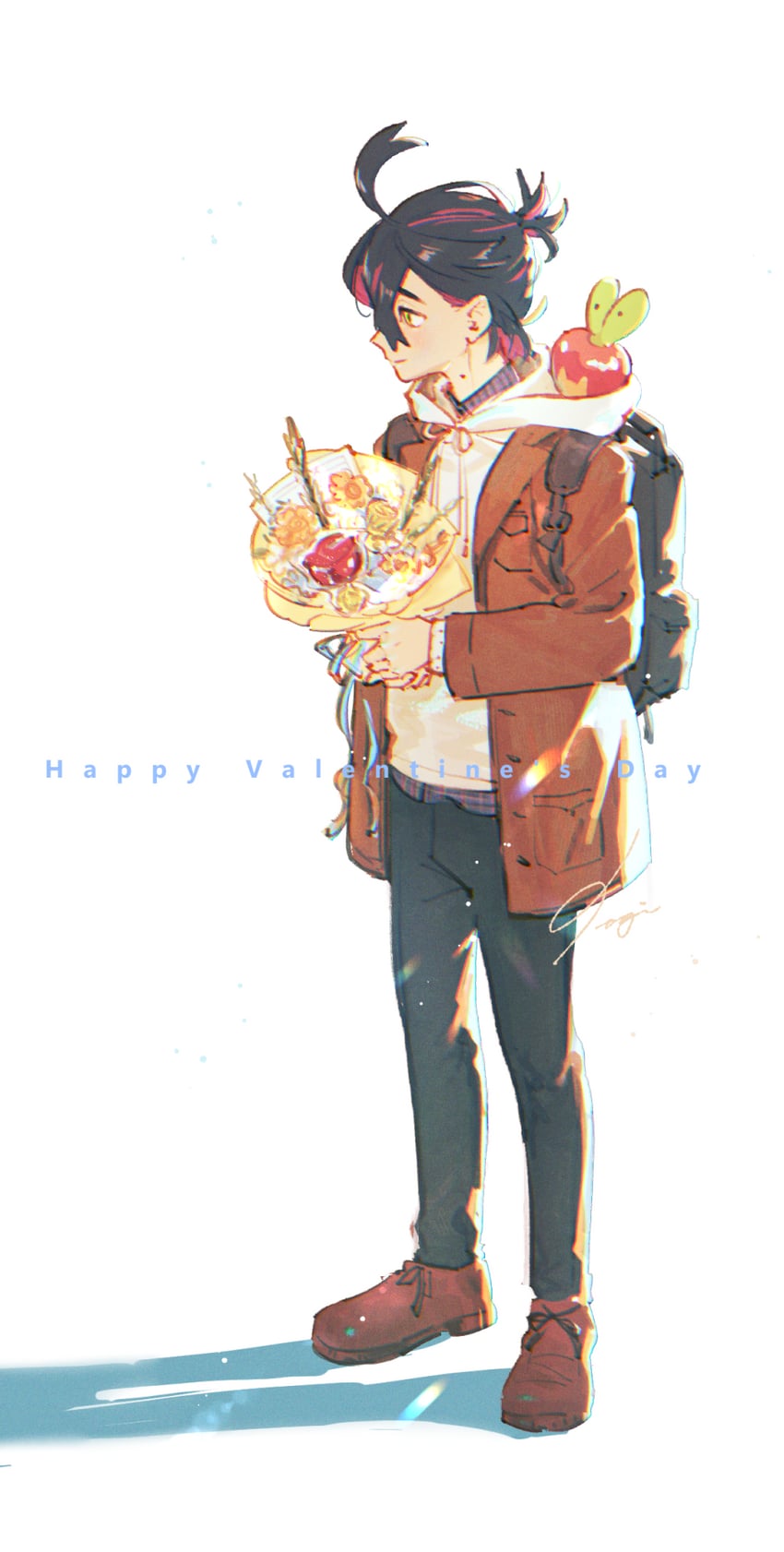 kieran and applin (pokemon and 1 more) drawn by iogi_(edrin_alfari)
