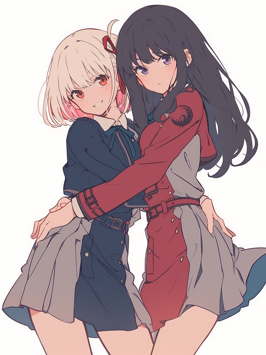 nishikigi chisato and inoue takina (lycoris recoil) drawn by yuekuratsu