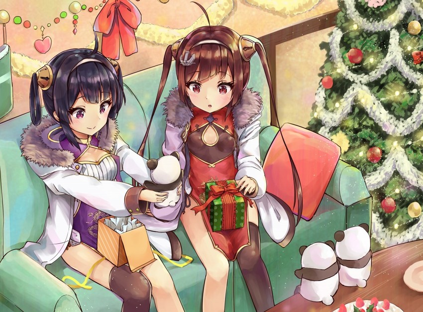 ping hai and ning hai (azur lane) drawn by racchi.