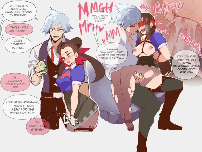 steven stone and roxanne (pokemon and 1 more) drawn by nyantcha