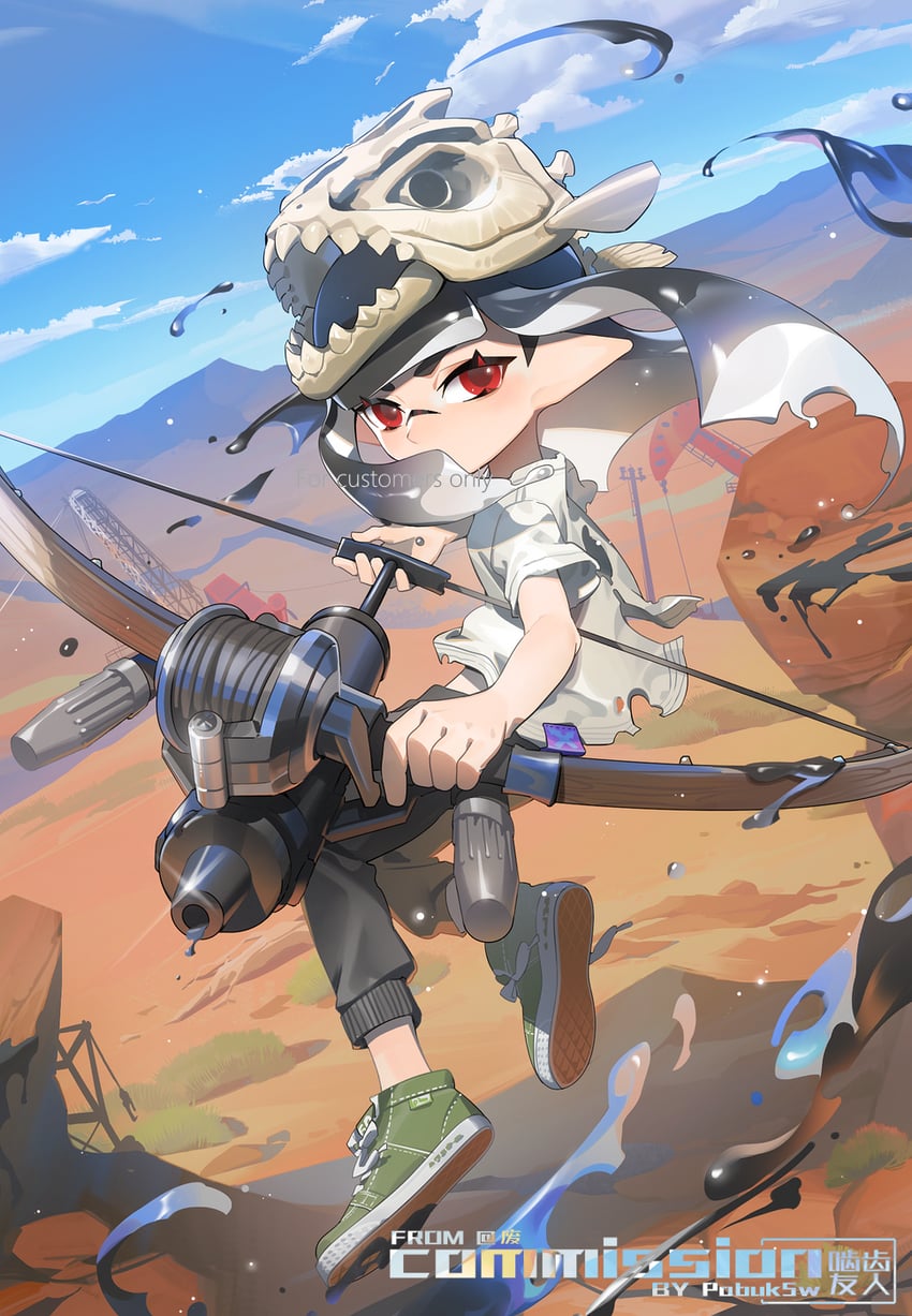 inkling player character and inkling girl (splatoon and 1 more) drawn by pabuk5w