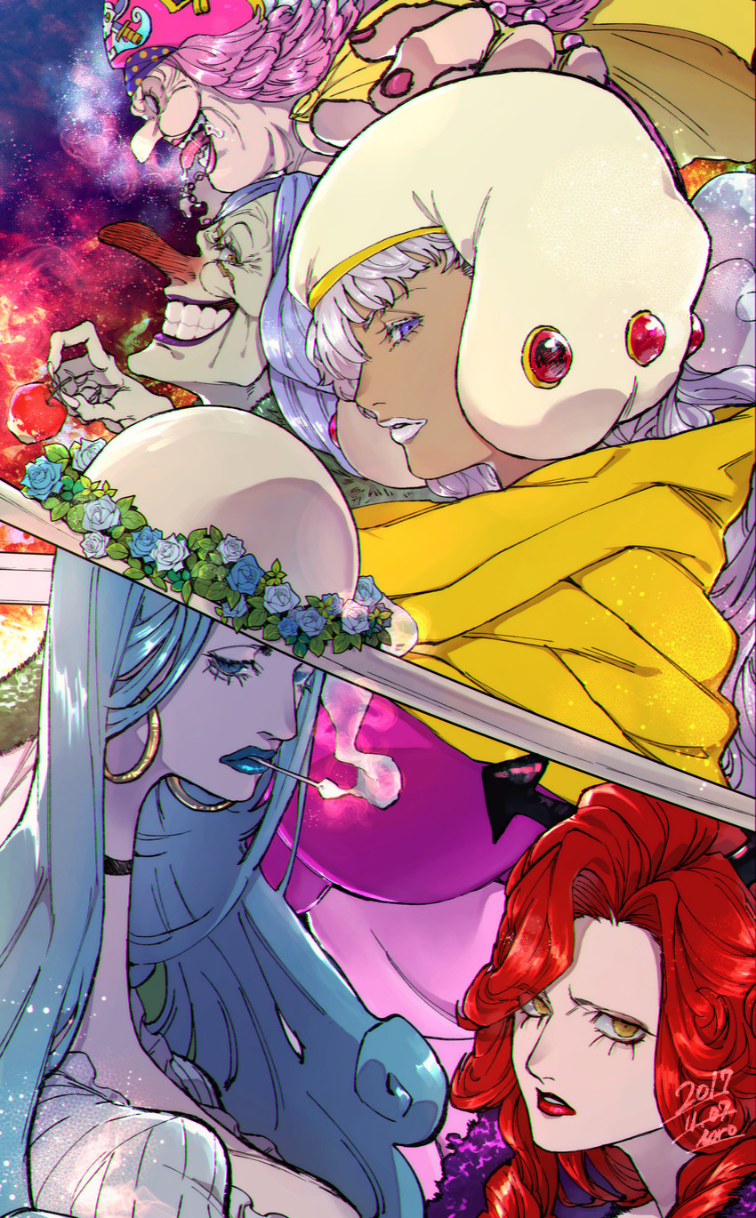 charlotte linlin, charlotte smoothie, napoleon, charlotte amande, charlotte brulee, and 1 more (one piece) drawn by muyukikiyoshi11521