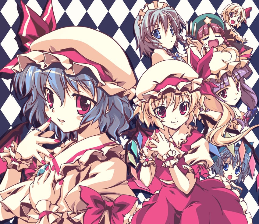 remilia scarlet, flandre scarlet, izayoi sakuya, cirno, patchouli knowledge, and 2 more (touhou) drawn by lumine_(2339)