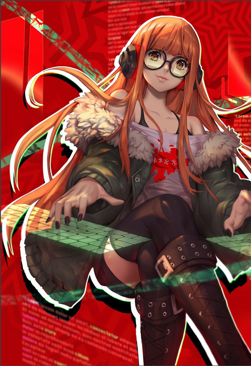 sakura futaba (persona and 1 more) drawn by lucidsky