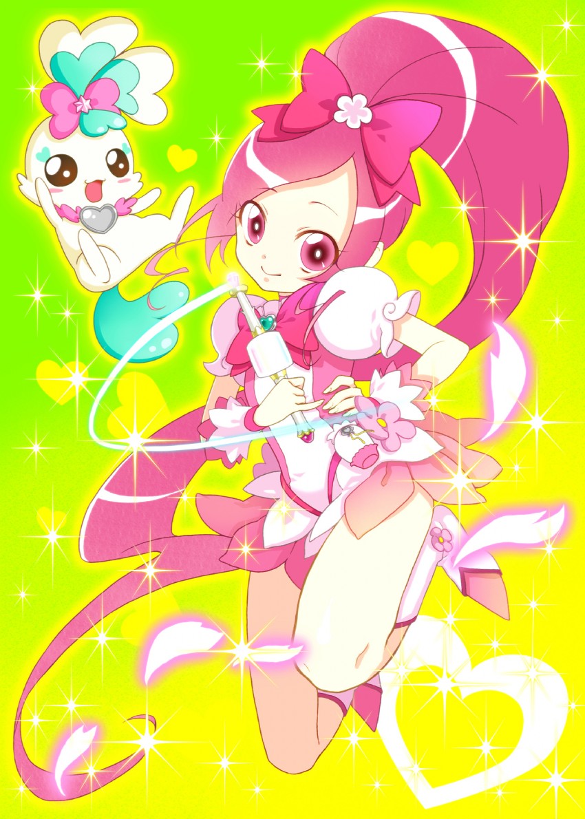 hanasaki tsubomi, cure blossom, and chypre (precure and 1 more) drawn by kurosironeko