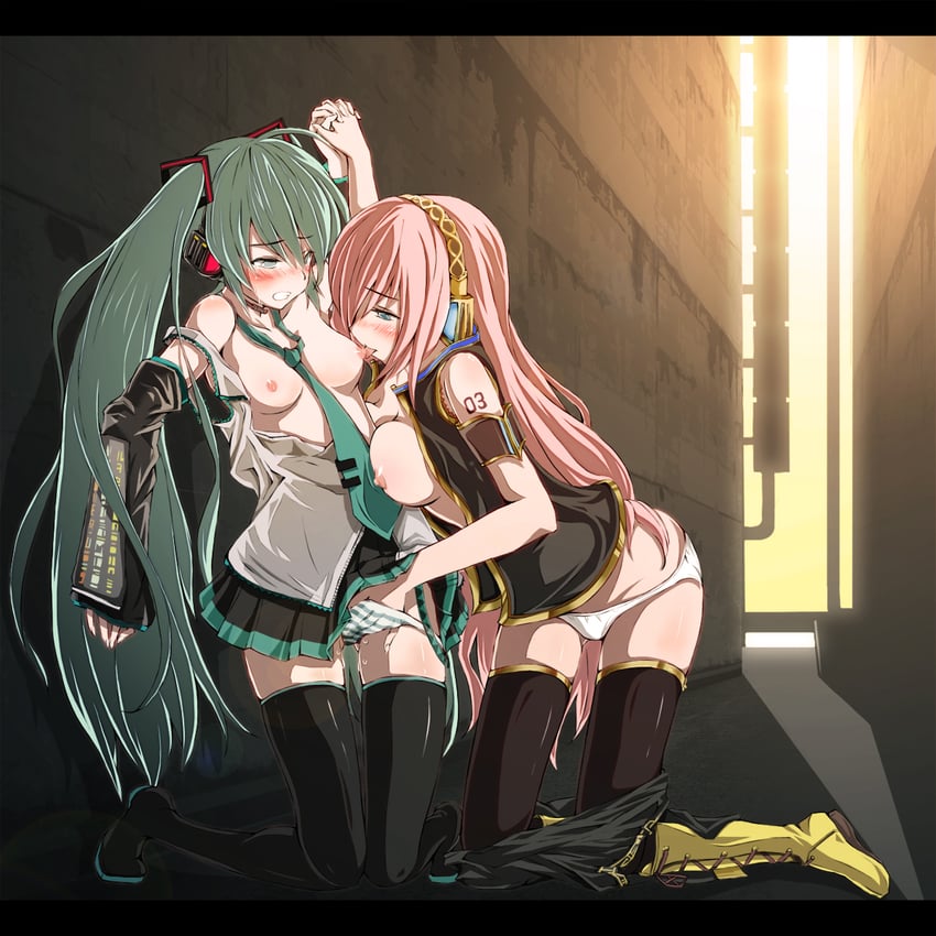 hatsune miku and megurine luka (vocaloid) drawn by chiri_(atlanta)