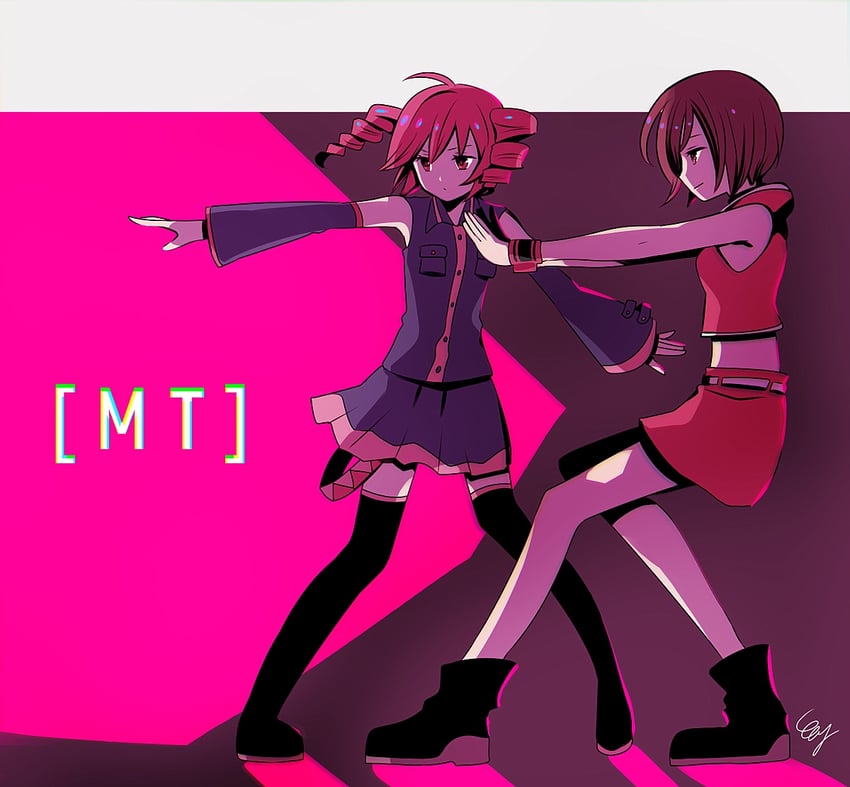 kasane teto and meiko (vocaloid and 1 more) drawn by np_eny