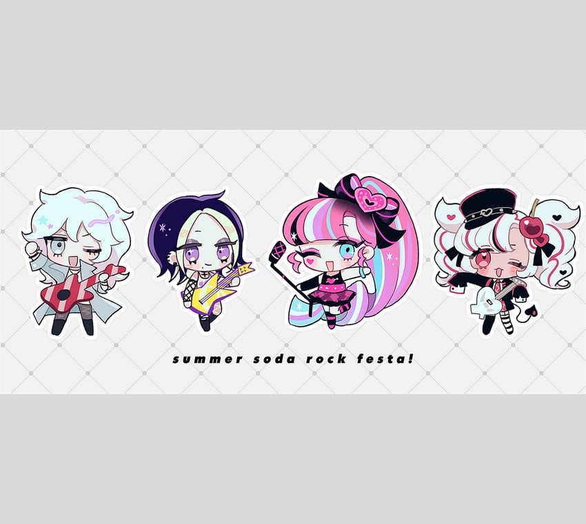 shining glitter cookie, parfait cookie, black lemonade cookie, and rockstar cookie (cookie run and 1 more) drawn by mamimumemo