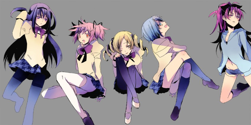 akemi homura, kaname madoka, miki sayaka, sakura kyoko, and tomoe mami (mahou shoujo madoka magica) drawn by mmmmm