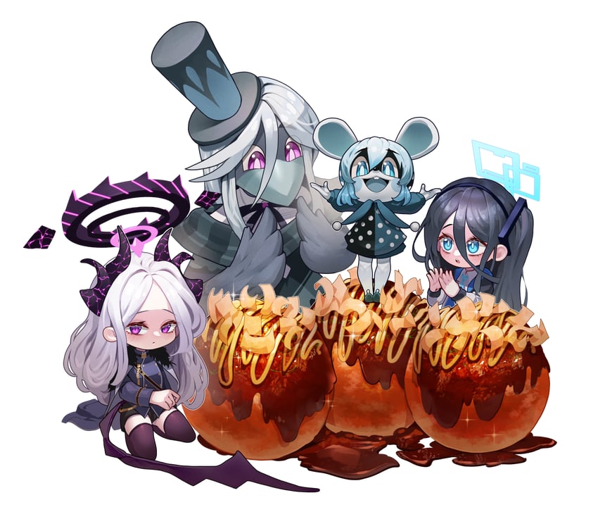 hina, aris, kuro, and shiro (blue archive) drawn by jeongdang_geolae