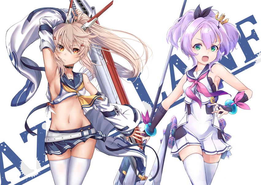 ayanami and javelin (azur lane) drawn by minosu and zombie_mogura