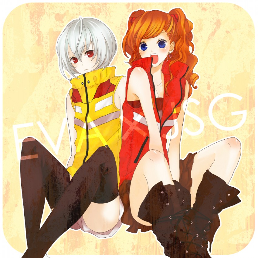 souryuu asuka langley and ayanami rei (neon genesis evangelion) drawn by coma_(fginiy)