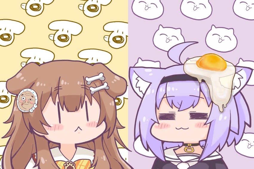 nekomata okayu, inugami korone, and hoso-inu (hololive) drawn by matarou_(matarou072)