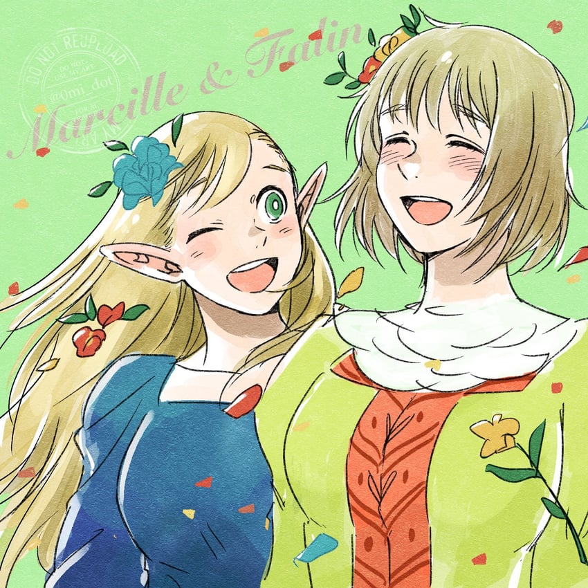marcille donato and falin touden (dungeon meshi) drawn by tama_._kogifu