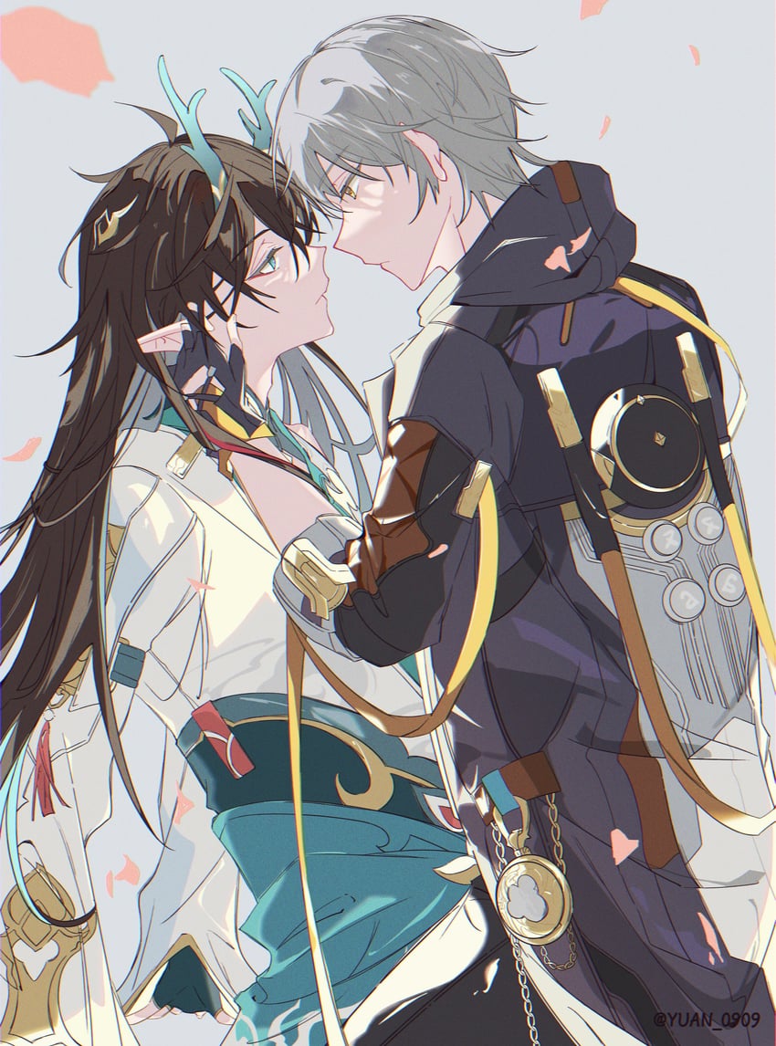 trailblazer, caelus, and dan heng (honkai and 1 more) drawn by yuan_0909