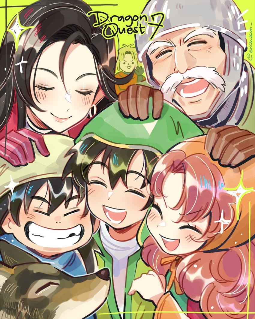 maribel, hero, kiefer, aira, gabo, and 1 more (dragon quest and 1 more) drawn by coll_(erichankun)