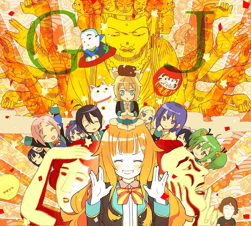 buddha, amatsuka megumi, amatsuka mao, sumeragi shion, kirara bernstein, and 6 more (gj-bu) drawn by shimura_nobuo