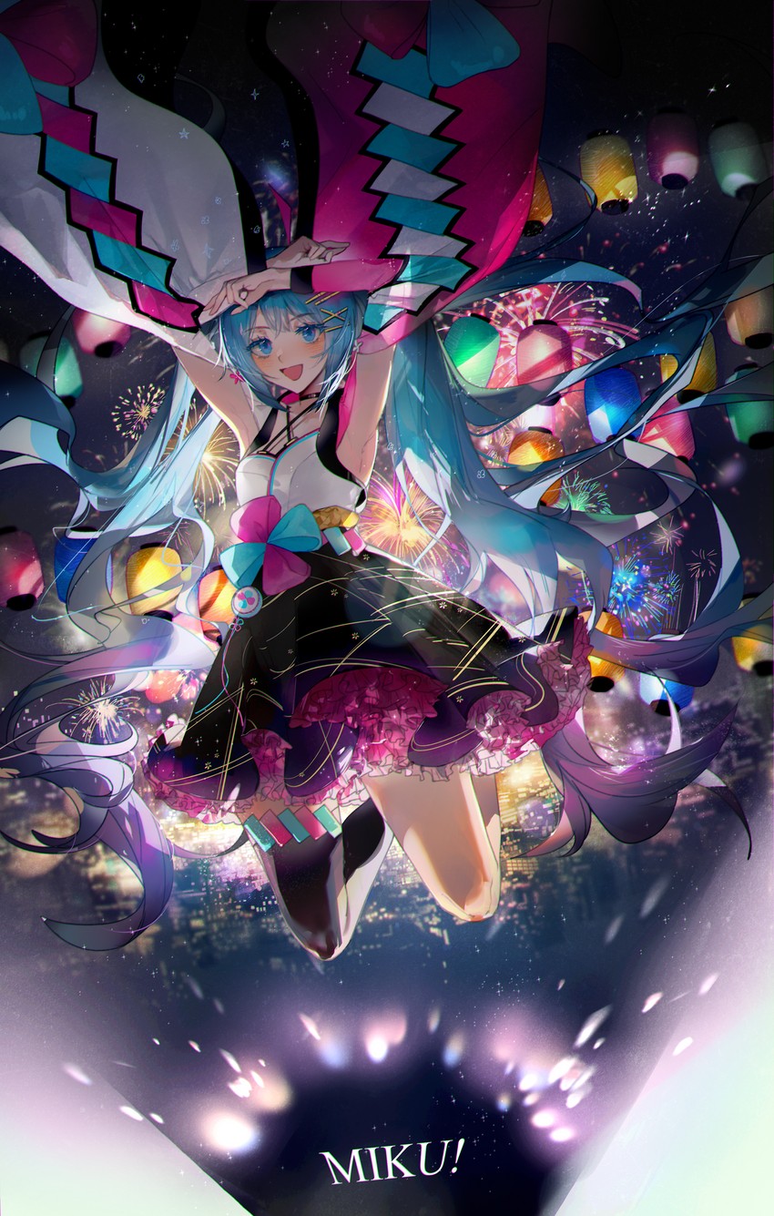 hatsune miku and magical mirai miku (vocaloid and 1 more) drawn by asagi_jin