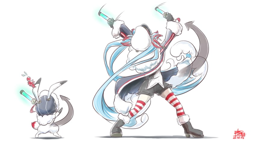 hatsune miku, yuki miku, and rabbit yukine (vocaloid) drawn by dec_madoka