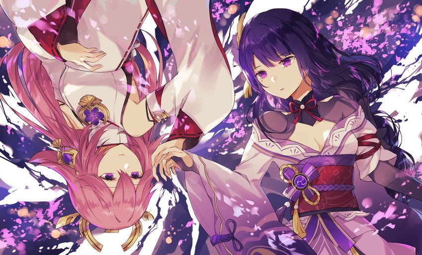 raiden shogun and yae miko (genshin impact) drawn by sioadcom