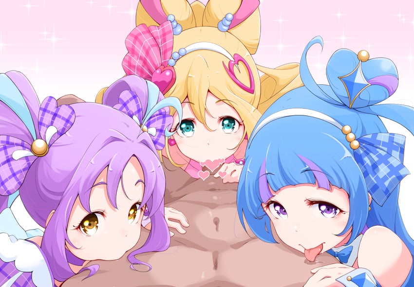 cure idol, cure wink, and cure kyunkyun (precure and 1 more) drawn by yonekura_hisaki