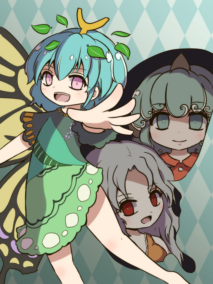 komano aunn, eternity larva, and sakata nemuno (touhou) drawn by rekishitai_hoonoji