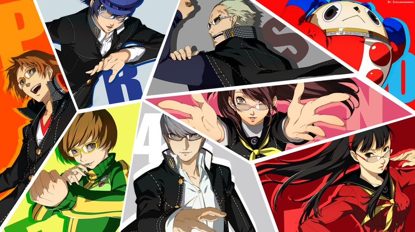 narukami yu, shirogane naoto, satonaka chie, kujikawa rise, amagi yukiko, and 3 more (persona and 2 more) drawn by soejima_shigenori