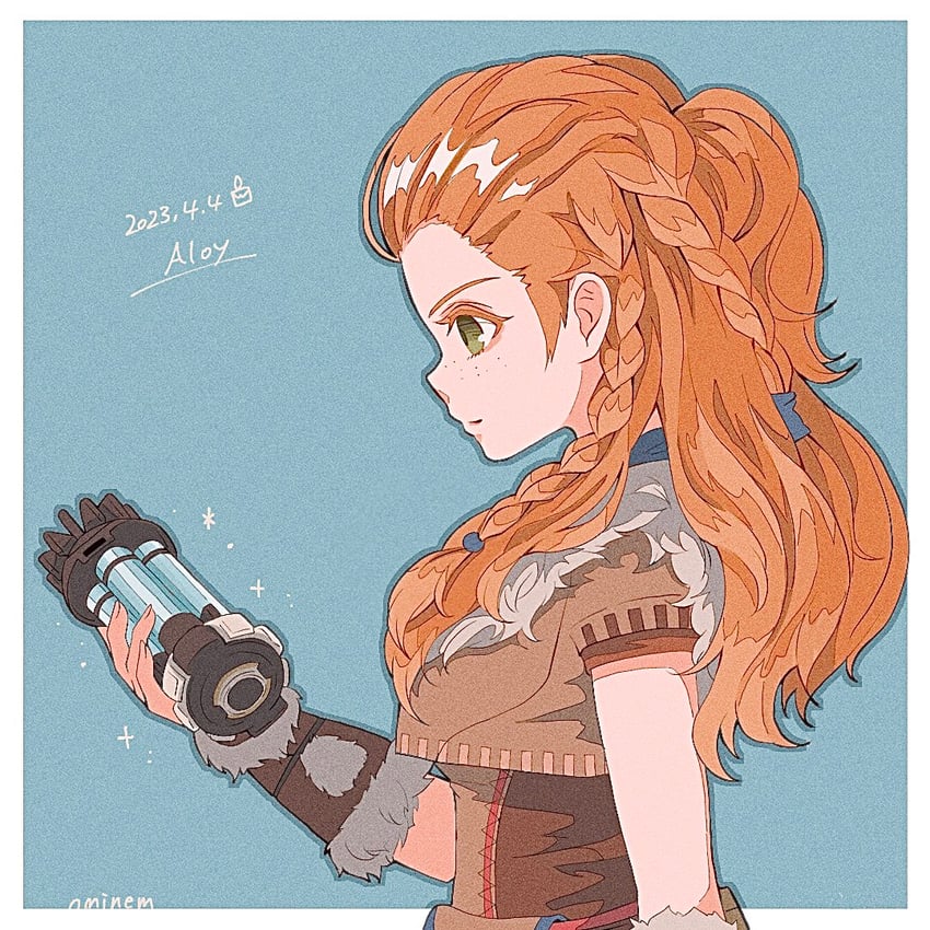 aloy (genshin impact and 2 more) drawn by ominemmist
