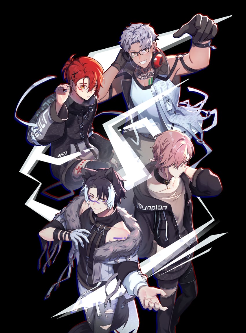 kageyama shien, hanasaki miyabi, rikka, and arurandeisu (holostars) drawn by mono_(bluesky)