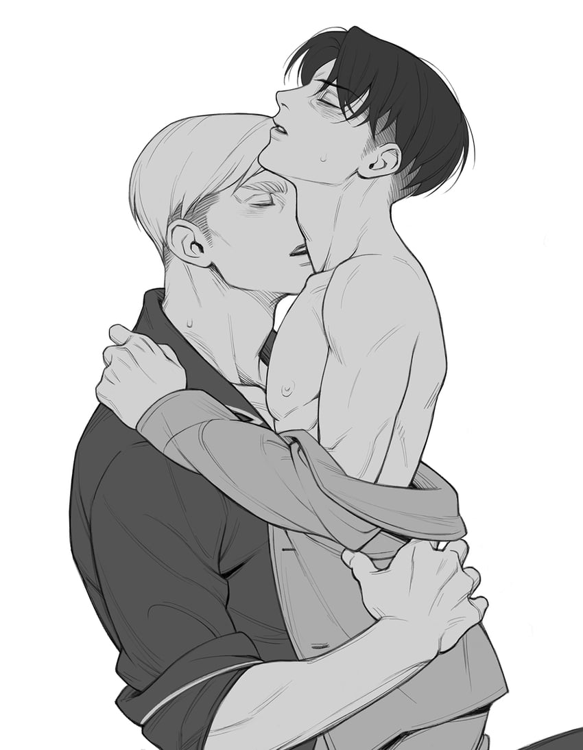 levi and erwin smith (shingeki no kyojin) drawn by rororei_zhu
