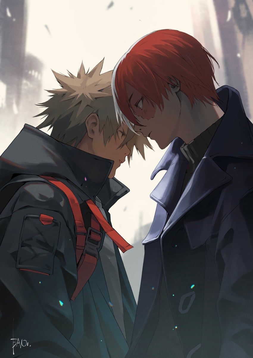 bakugou katsuki and todoroki shoto (boku no hero academia) drawn by bani-lizo