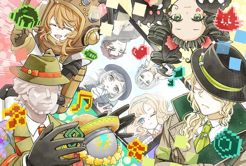 vertin, 6, mercuria, spathodea, j, and 3 more (reverse:1999) drawn by onikura_minori_(artist)