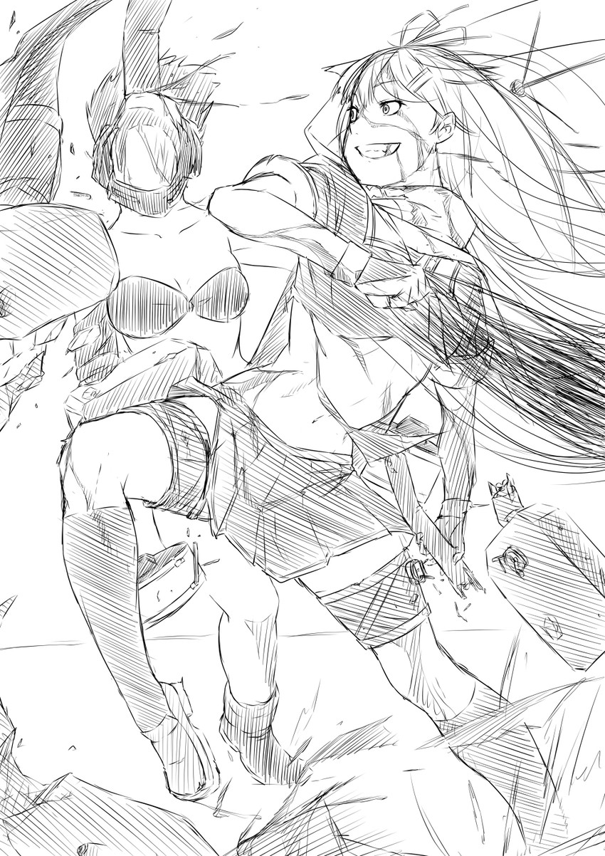yuudachi and ri-class heavy cruiser (kantai collection) drawn by niwatazumi