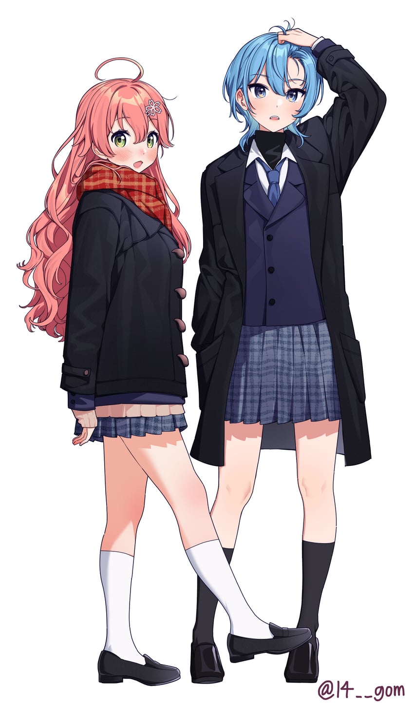 hoshimachi suisei and sakura miko (hololive) drawn by 14_(vision5032)