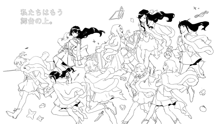 saijou claudine, tendou maya, daiba nana, aijou karen, tsuyuzaki mahiru, and 4 more (shoujo kageki revue starlight) drawn by suiso_(owp)
