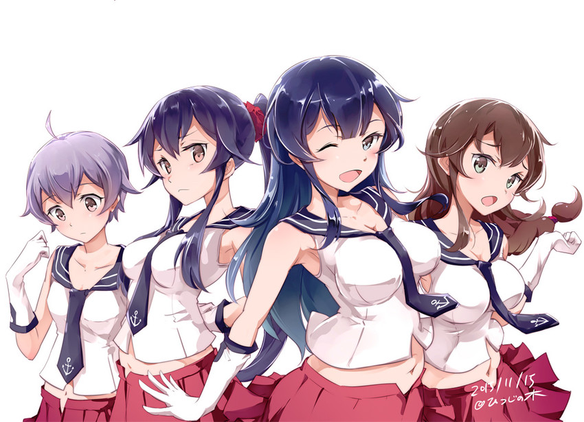 yahagi, noshiro, agano, and sakawa (kantai collection) drawn by moupii_(hitsuji_no_ki)