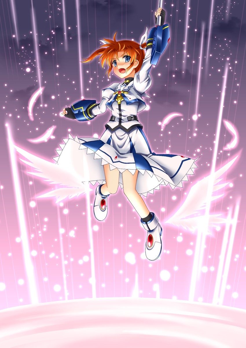 takamachi nanoha and raising heart (lyrical nanoha and 2 more) drawn by soresuthia