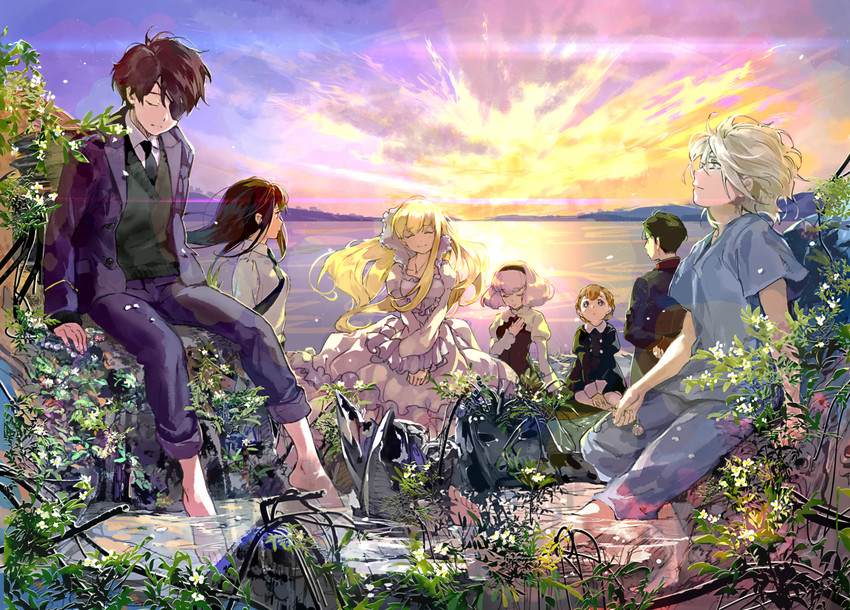slaine troyard, kaizuka inaho, asseylum vers allusia, lemrina vers envers, kaizuka yuki, and 2 more (aldnoah.zero) drawn by logi_bunbukucha