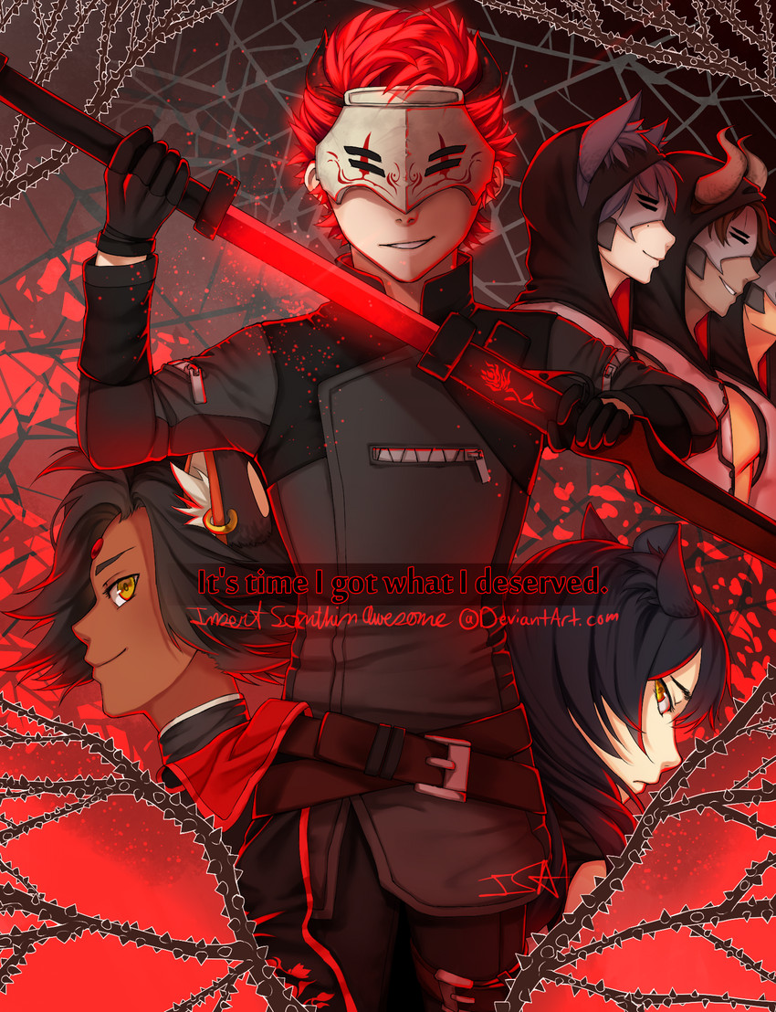 blake belladonna, adam taurus, and sienna khan (rwby) drawn by insertsomthinawesome
