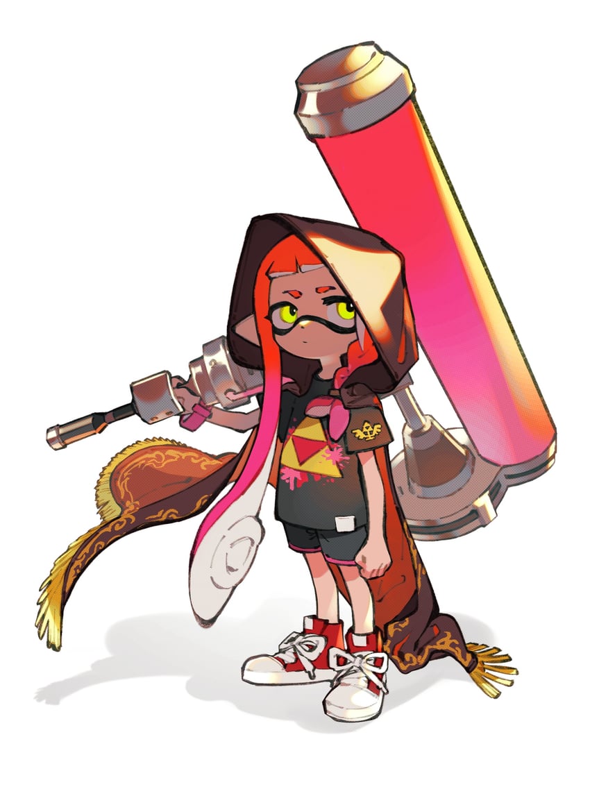 inkling player character and inkling girl (splatoon and 1 more) drawn by inari1369