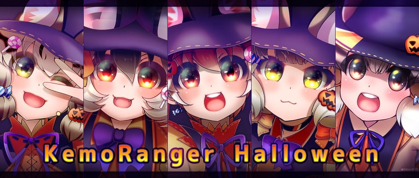 brown long-eared bat, siberian chipmunk, jungle cat, geoffroy's cat, and large-spotted genet (kemono friends and 1 more) drawn by hikarikmy