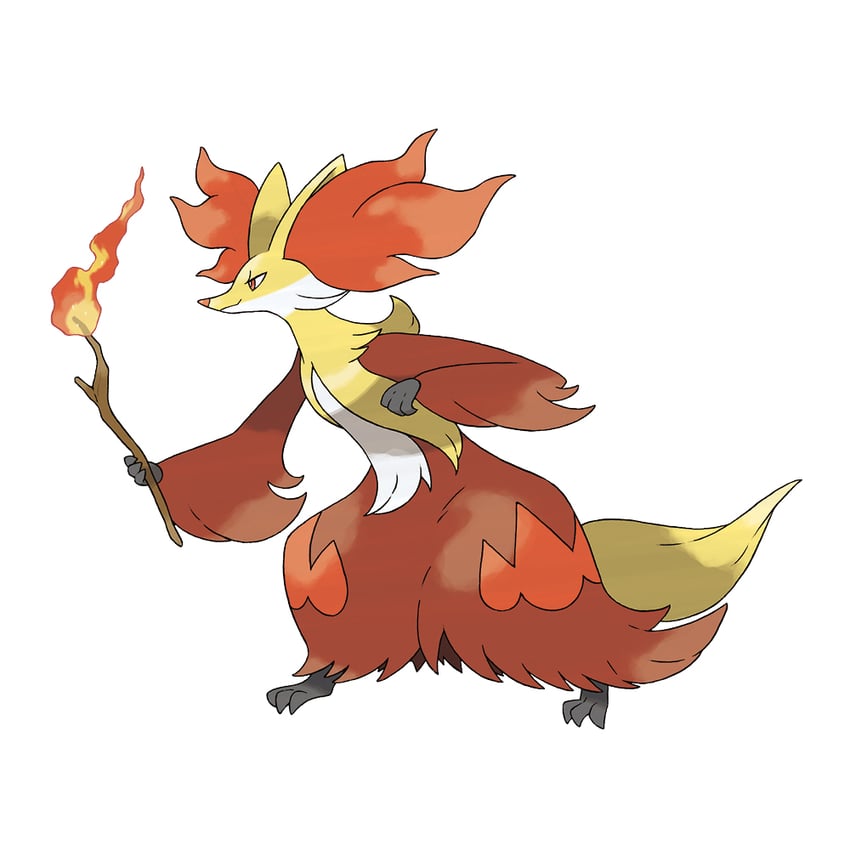 delphox (pokemon and 1 more) drawn by sugimori_ken