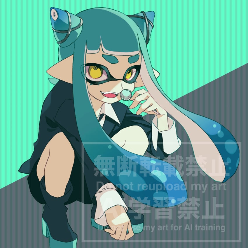 inkling player character and inkling girl (splatoon and 1 more) drawn by kainesato