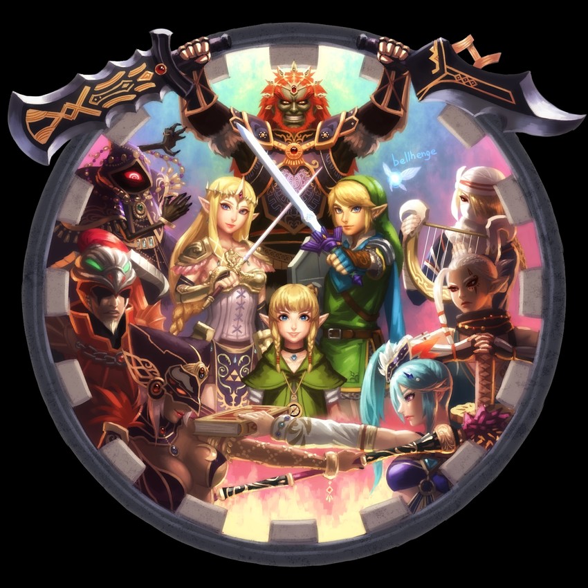 link, princess zelda, ganondorf, sheik, impa, and 6 more (the legend of zelda and 2 more) drawn by bellhenge