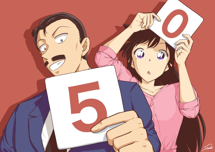 mouri ran and mouri kogoro (meitantei conan) drawn by sooma4869
